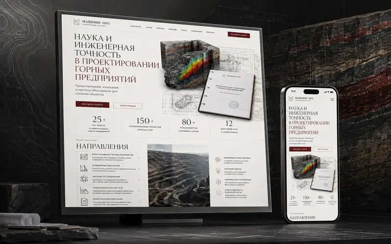 Концепция корпоративного сайта для проектирования, исследований и научного сопровождения горных предприятий.